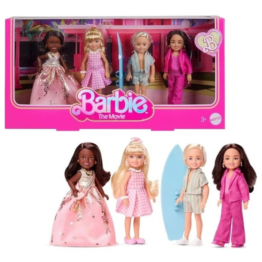 Barbie The Movie Chelsea Collectible 4-Pack Doll Includes Ken, President, Gloria